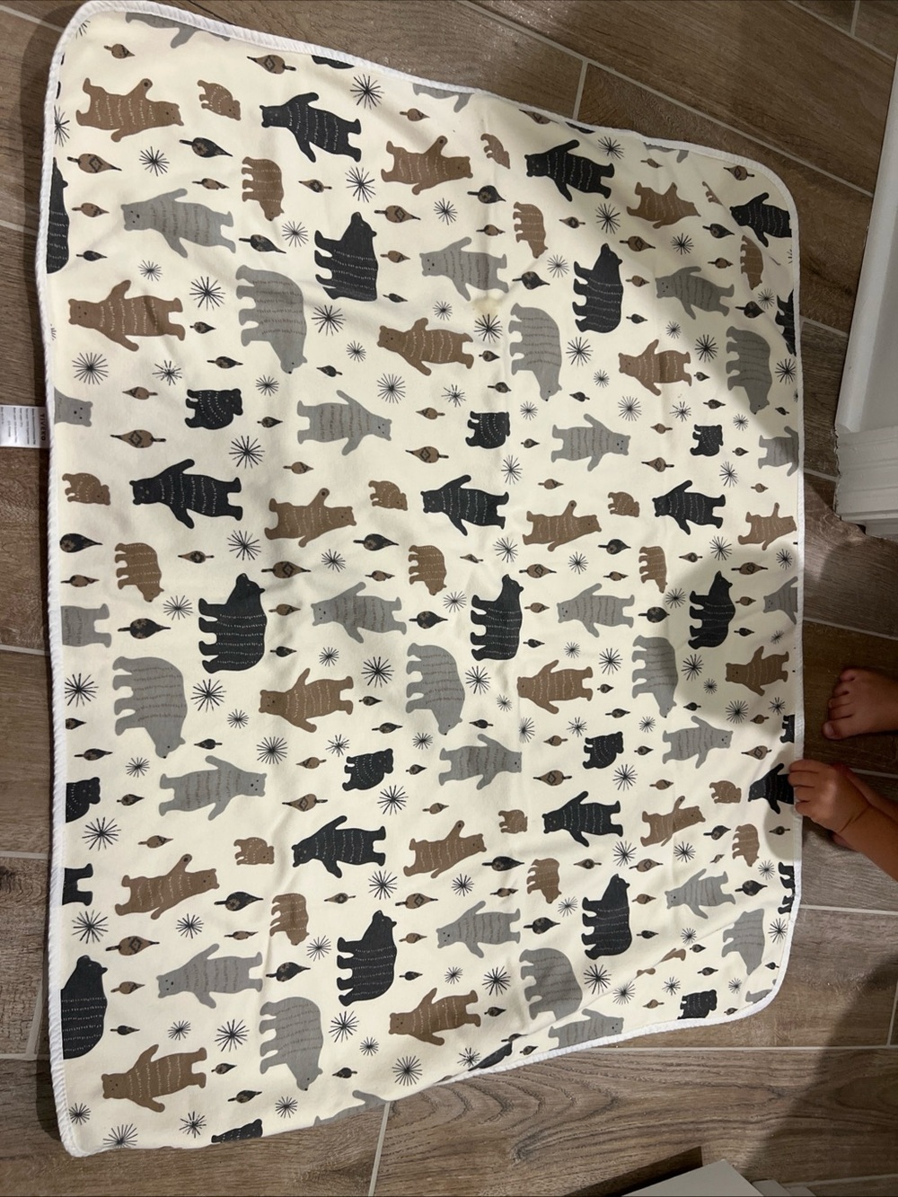 Waterproof Bear Print Baby Play Mat, Mattress Pro - Neutral Brown, Gray, Black